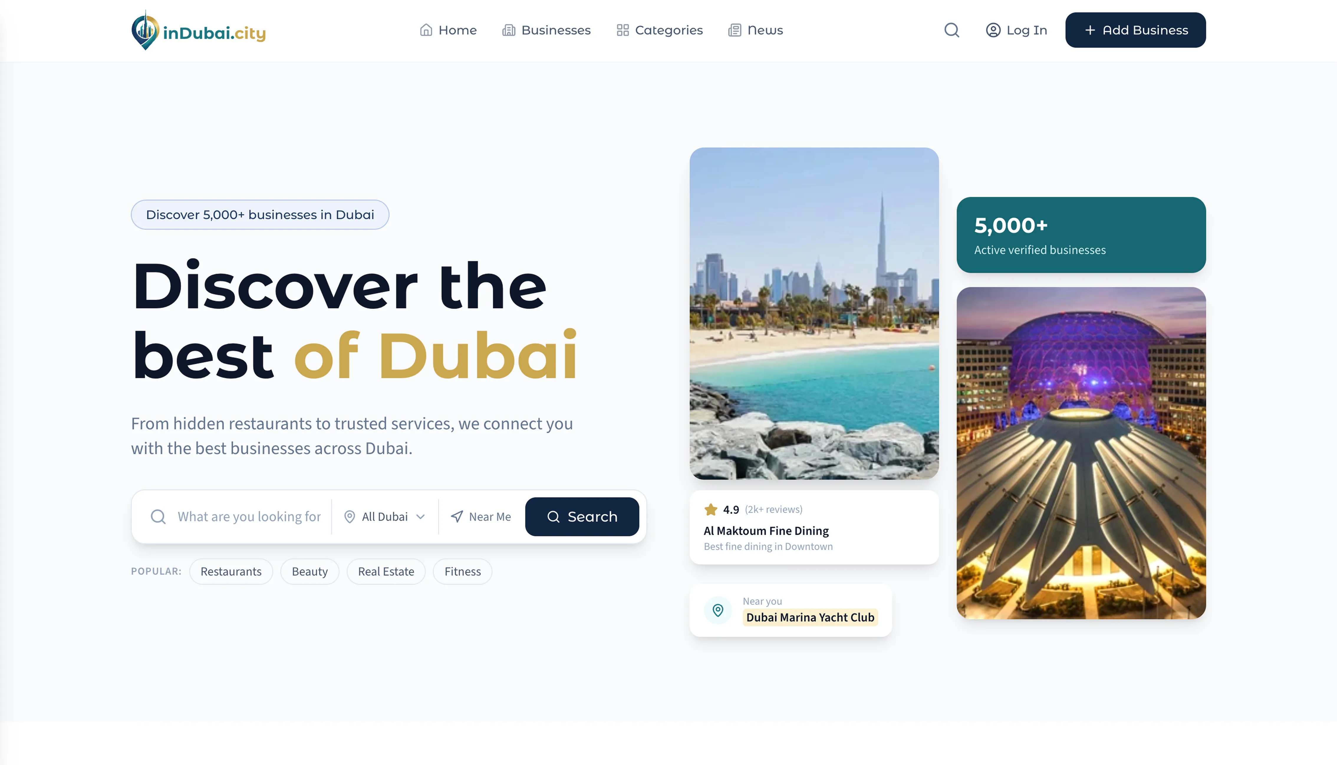 inDubai — custom city guide website design by PNW Contractor Marketing