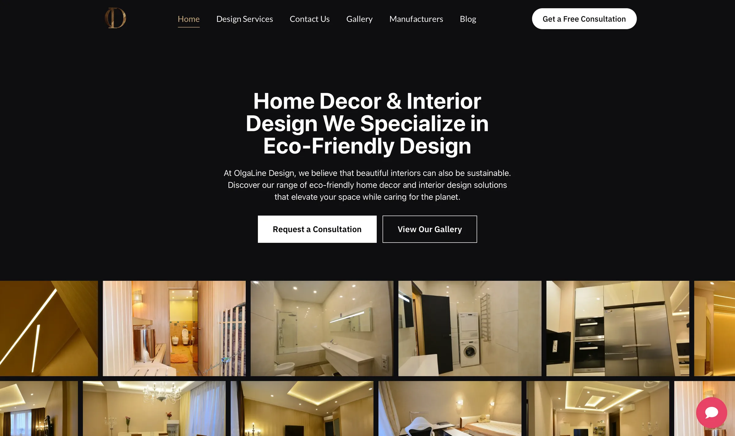 OlgaLine Interior Design, custom interior design website design by PNW Contractor Marketing
