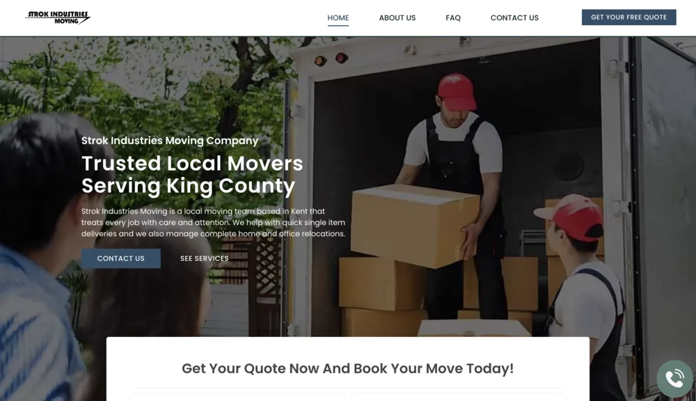 Strok Industries — custom moving website design by PNW Contractor Marketing